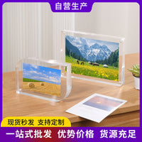 Acrylic Magnetic Photo Frame for Desktop Display, Thick Clear Picture Holder for Instax Photos and Cards