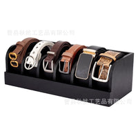 Wooden Belt Storage Box with Compartments for Belts, Watches, and Accessories