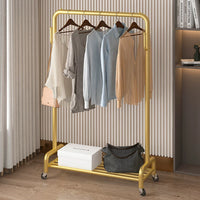 Freestanding Garment Rack with Shoe Shelf and Wheels for Bedroom, Living Room, Balcony