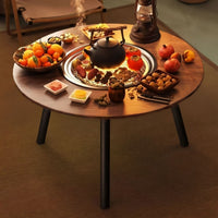 Portable Outdoor Fire Pit Grill Table for Camping and Picnics, Collapsible BBQ and Tea Table