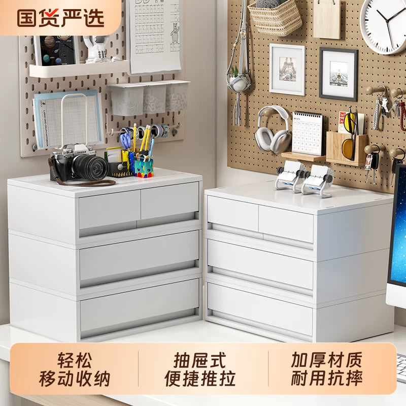 Desktop A4 File Drawer Storage Box with Wheels, Thickened Office Under-Desk Organizer