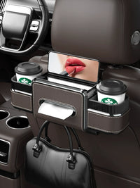 Car Seat Back Organizer with Tissue Box and Cup Holder, Multi-functional Storage for Vehicles