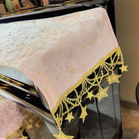 Pink Gold Star Piano Dust Cover Set for Upright Pianos