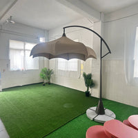 Outdoor Patio Umbrella with Arc-shaped Watermelon Top for Cafe and Sales Office