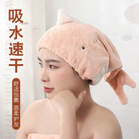Cartoon Quick-Dry Hair Towel for Adults and Kids, Super Absorbent Coral Fleece Turban