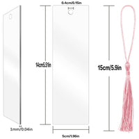 Clear Acrylic Blank Bookmarks with Tassels for DIY Crafts and Gifts