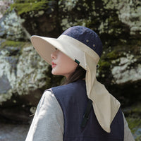 Summer UV Protection Sun Hat with Neck Flap for Women, Breathable Wide Brim Fisherman Cap
