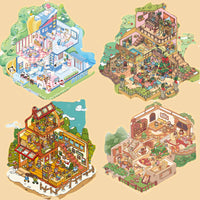 3D Diorama Sticker Kit for DIY Miniature Scenes - Korean Style Stress Relief Christmas Cartoon PET Stickers