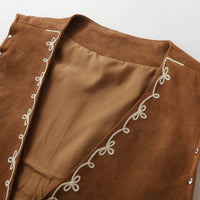 Bohemian Embroidered Rivet Suede Vest for Women