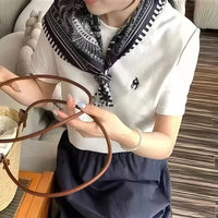 Navy Blue Paisley Waist Scarf for Dresses and Commuter Fashion