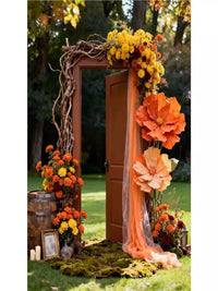 Artificial Flower Arch Outdoor Photo Booth Backdrop Rustic Floral Wreath Indoor Wedding Party Forest Theme Scene Decoration