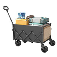 Foldable Camping Wagon Cart with Tabletop, Heavy-Duty Portable Outdoor Utility Cart