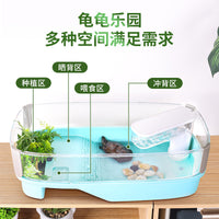 Turtle Tank with Filtration System and Landscaping for Home Use