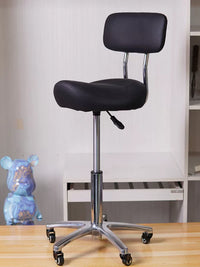 Ergonomic Saddle Stool with Backrest, Swivel Adjustable Salon Chair for Beauty, Hairdressing, and Office