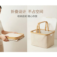 Foldable Fabric Storage Basket with Handles for Laundry, Toys, and Picnics
