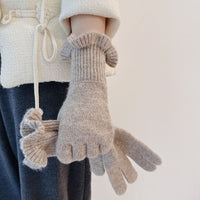 Women's Ruffled Touchscreen Wool Blend Gloves - Soft & Warm Winter Finger Gloves