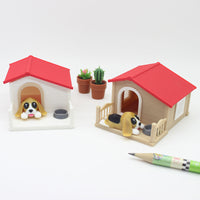 1:12 Dollhouse Miniature Dog House with Food Bowl and Puppy Pet Supplies