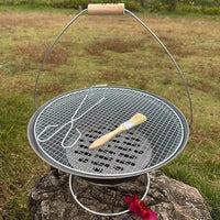 Portable Cast Iron Fire Pit BBQ Grill for Outdoor Patio and Home Use, Charcoal Barbecue Stove for Tea Ceremony