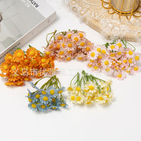 Forest-Style Artificial Daisy Bouquet, Plastic Flower DIY Straw Hat Costume Decoration, Silk Fake Flower Craft Garland Material