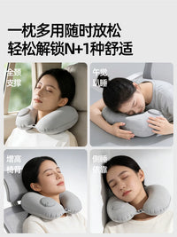 Inflatable U-Shaped Travel Neck Pillow for Train & Airplane