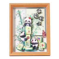 3D Paper Carving Panda Shadow Box Art Kit with Floral Designs