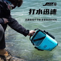 JiaZhiDiao Foldable Fishing Bucket with Lid Outdoor Live Fish Container Multi-functional Water Bucket for Wild Fishing