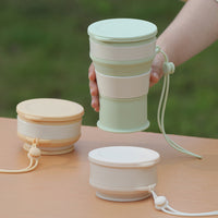 Collapsible Silicone Travel Mug with Lid and Lanyard - Portable Drinking Cup for Coffee & Outdoor Activities