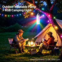 Mini Portable Electric Air Pump with RGB Camping Lantern and Vacuum Function