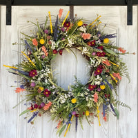 Texas Wildflower Eucalyptus Spring Wreath for Front Door Decor