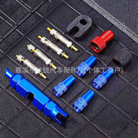 Bicycle Presta to Schrader Valve Adapter Kit with Dust Caps