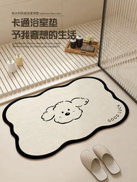 Cartoon Diatomaceous Earth Bath Mat, Super Absorbent Non-Slip Quick Dry Bathroom Rug