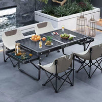 Portable Aluminum Alloy Mesh Grill Table with Adjustable Height, Lightweight Folding Outdoor Table