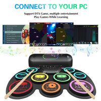 Colorful Electronic Roll-Up Drum Pad for Kids - Rhythm Practice Percussion Instrument