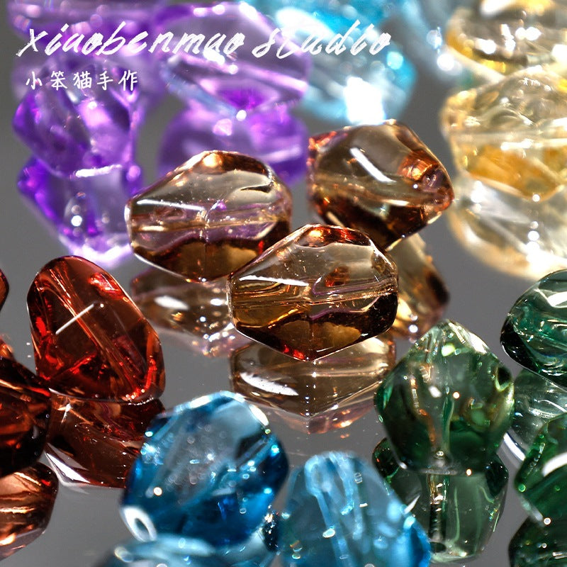 Irregular Faceted Glass Beads for DIY Jewelry Making
