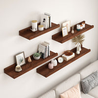 Nordic Style Solid Wood Wall Shelf for Living Room, Nail-Free Installation