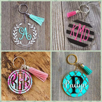 Acrylic Tassel Keychain Blanks Set for DIY Crafts - Clear Round, Star, Hexagon, Heart Shapes