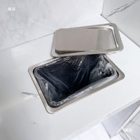 Square Countertop Recessed Trash Can Set with Lid and Inner Bucket for Kitchen Bathroom
