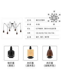 DIY Multi-Head Spider Chandelier with E27 Sockets for Living Room Dining Hall