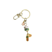 Lucky Cat Ceramic Keychain with Fan Design for Car Keys, Bags, and Accessories