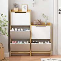 Ultra-Thin Shoe Cabinet for Entryway, 12cm Narrow Flip-Drawer Shoe Rack