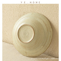 Japanese Retro Ceramic Straw Hat Bowl for Salad and Pasta, Creative Round Dish