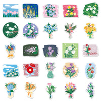 50 Pcs Oil Painting Style Floral Graffiti Stickers for Scrapbooking and Decoration