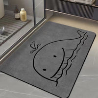 Cartoon Animal Diatomaceous Earth Bath Mat, Non-Slip Absorbent Quick Dry Floor Mat for Bathroom