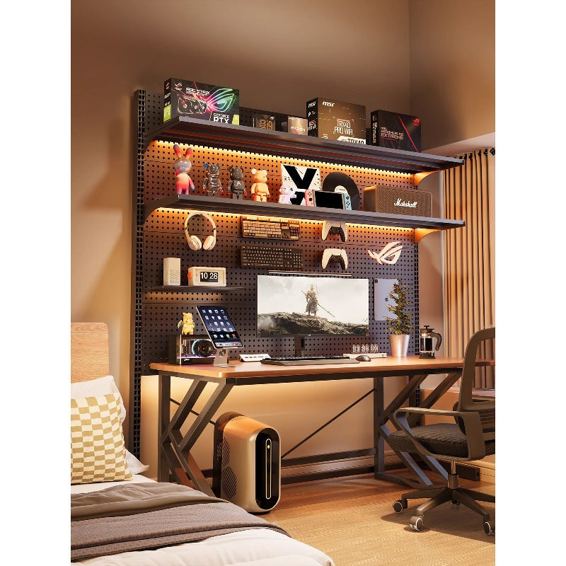 MingTian Perforated Pegboard Standing Shelf Unit for Desk Organization and Display, No-Drill Gaming Setup Storage