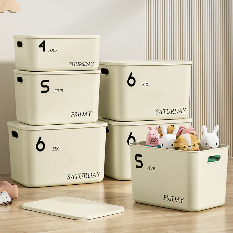 Cream Style Large Capacity Storage Box with Lid for Bedroom Snacks Toys Sundries