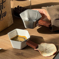 Hexagonal Stainless Steel Espresso Measuring Cup with Wooden Handle, 150ml