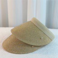 Women's Straw Sun Visor Hat UV Protection Wide Brim Outdoor Beach Cap