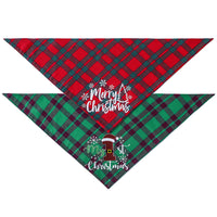 Christmas Plaid Pet Bandana Double-Layer Cotton Dog Scarf