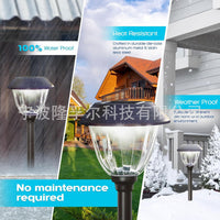 Solar Powered Lawn Shadow Light with Striped Lampshade for Garden Pathway Decoration