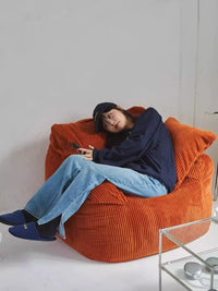 Lazy Sofa Recliner with Footrest, Single Tatami Bean Bag Chair for Bedroom Balcony Reading